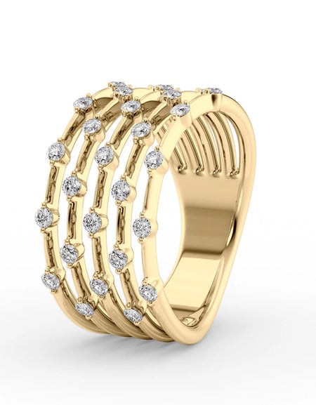 14k Yellow Gold Distance Multi Ring