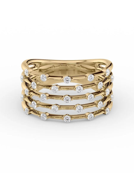 14k Yellow Gold Distance Multi Ring
