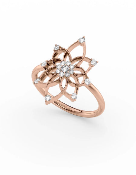 14k Rose Gold Distance Mandala Ring