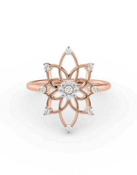 14k Rose Gold Distance Mandala Ring