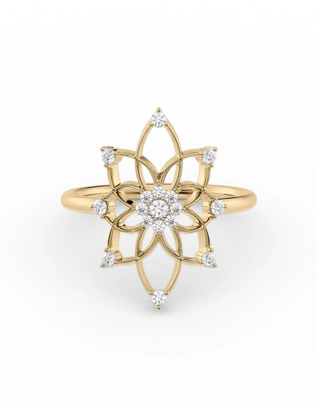 14k Yellow Gold Distance Mandala Ring