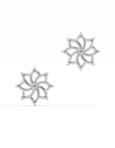 14K White Gold Distance Mandala Studs