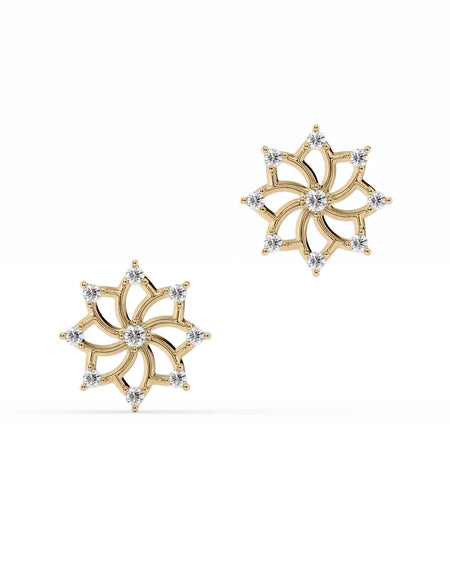 14K Yellow Gold Distance Mandala Studs