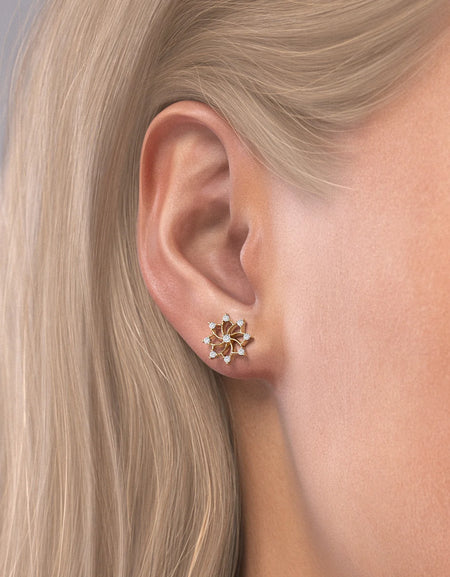 14K Yellow Gold Distance Mandala Studs