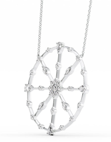 14k White Gold Distance Compass Pendant