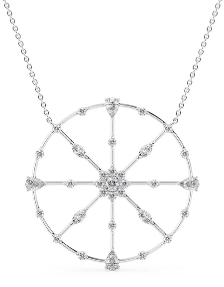 14k White Gold Distance Compass Pendant