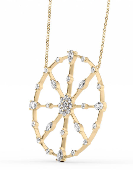 14k Yellow Gold Distance Compass Pendant
