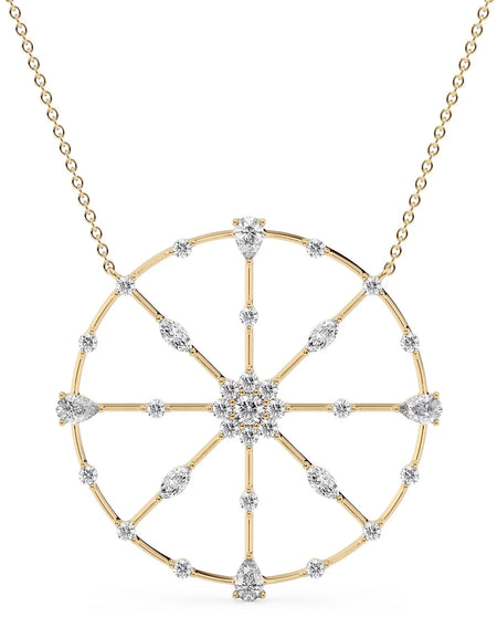 14k Yellow Gold Distance Compass Pendant