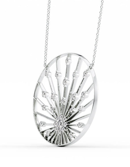 14k White Gold Distance Large Sunrise Pendant