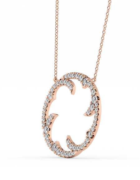 14k Rose Gold Round Twig Pave Pendant