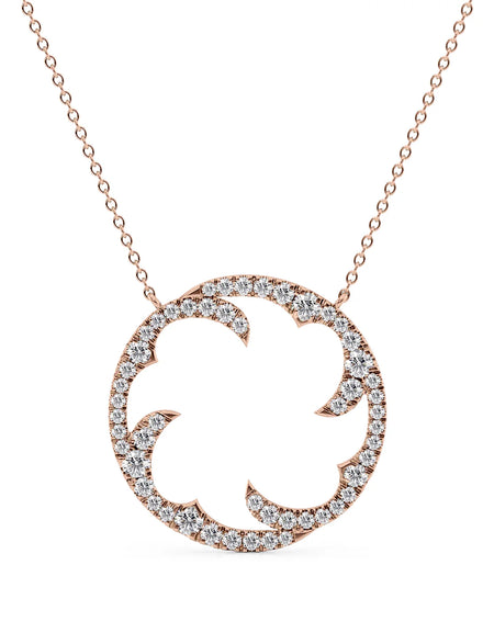 14k Rose Gold Round Twig Pave Pendant
