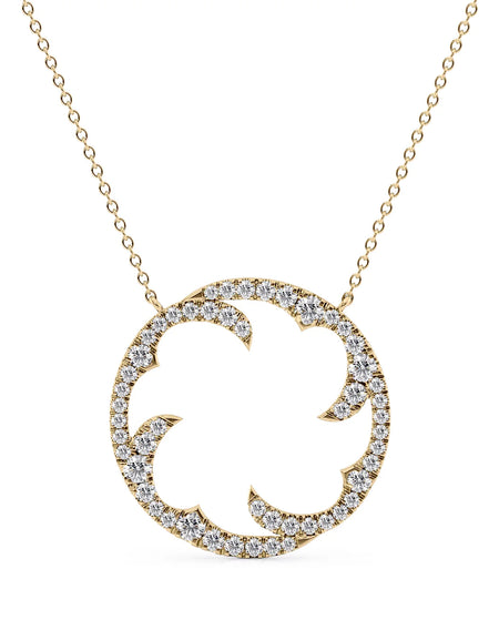 14k Yellow Gold Round Twig Pave Pendant