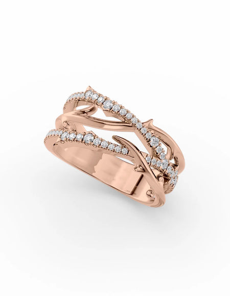 14k Rose Gold Double Pave Twig