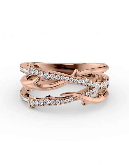 14k Rose Gold Double Pave Twig