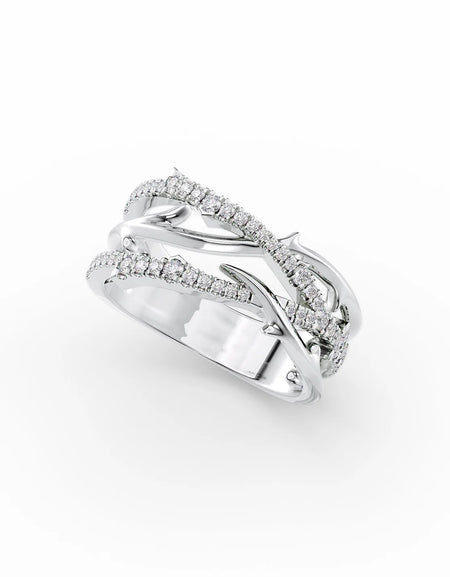 14k White Gold Double Pave Twig