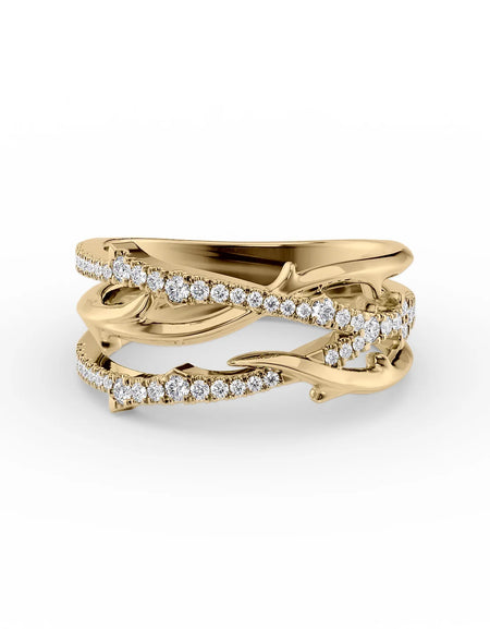 14k Yellow Gold Double Pave Twig
