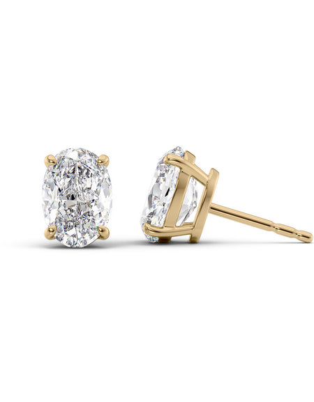 Basket Stud Earrings 5ct YG OV