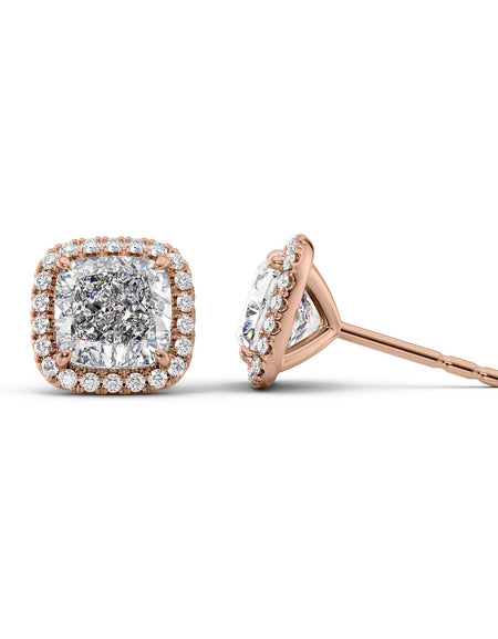 Halo Stud Earrings 5ct RG CU