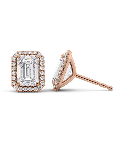 Halo Stud Earrings 5ct RG EM