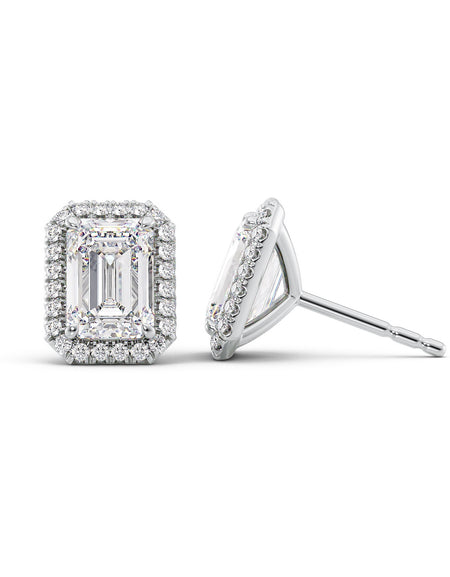 Halo Stud Earrings 5ct WG EM