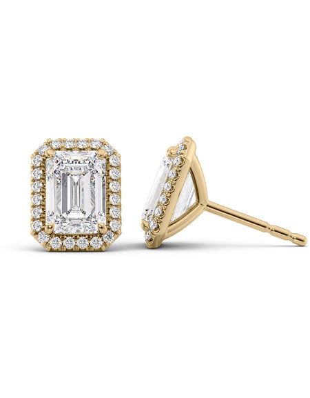 Halo Stud Earrings 5ct YG EM