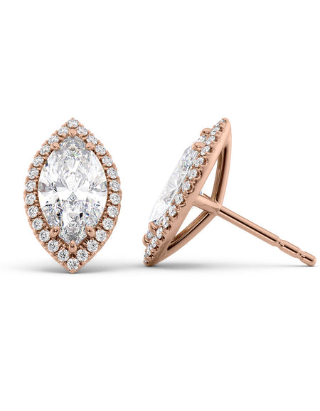 Halo Stud Earrings 5ct RG MQ