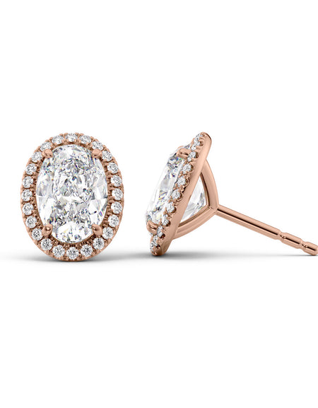 Halo Stud Earrings 5ct RG OV