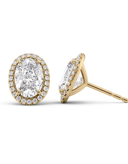 Halo Stud Earrings 5ct YG OV