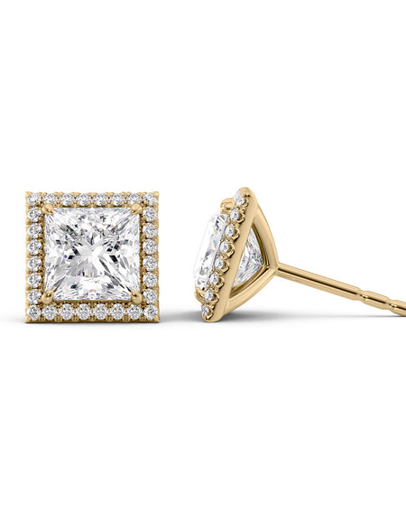 Halo Stud Earrings 5ct YG PR