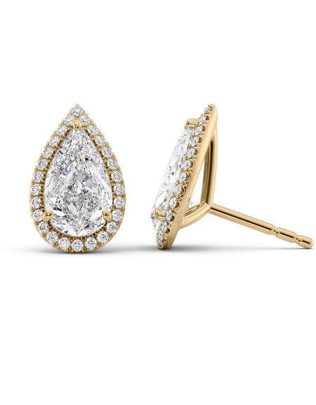 Halo Stud Earrings 5ct YG PS