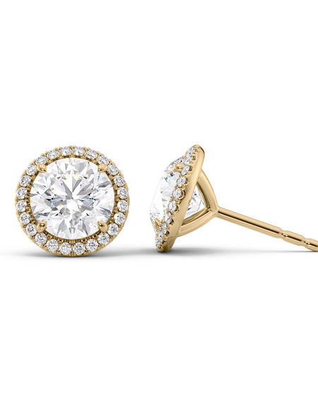 Halo Stud Earrings 5ct YG R