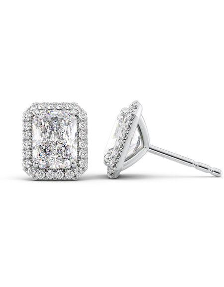Halo Stud Earrings 5ct WG RAD