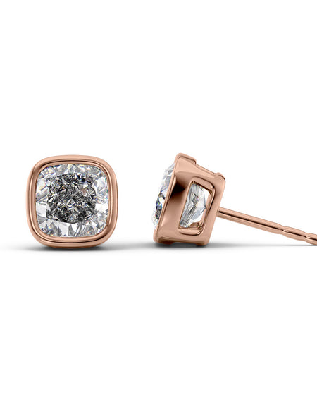 Bezel Stud Earrings 5ct RG CU