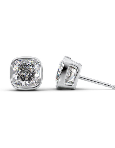 Bezel Stud Earrings 5ct WG CU