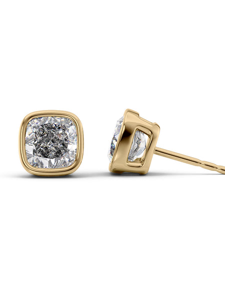Bezel Stud Earrings 5ct YG CU