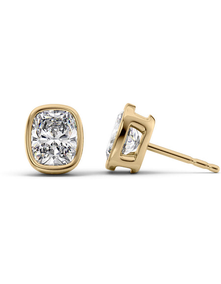 Bezel Stud Earrings 5ct YG ECU