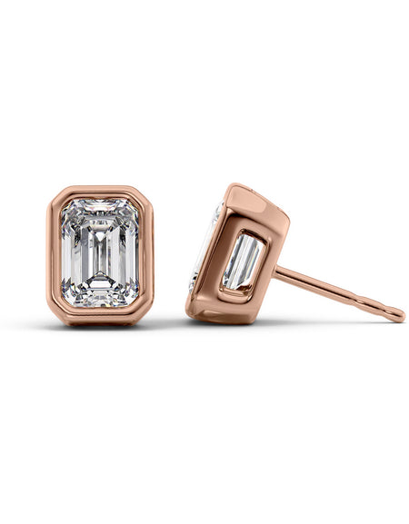 Bezel Stud Earrings 5ct RG EM