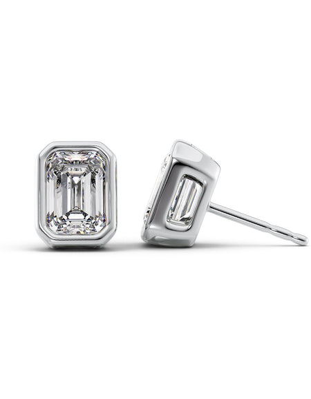 Bezel Stud Earrings 5ct WG EM