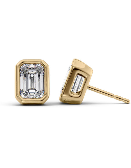 Bezel Stud Earrings 5ct YG EM