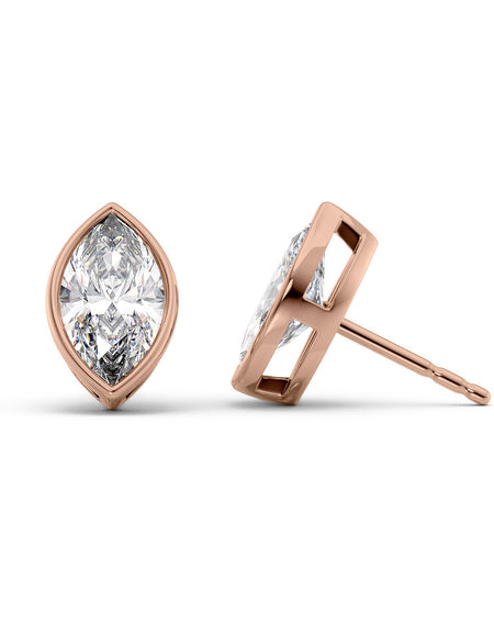 Bezel Stud Earrings 5ct RG MQ