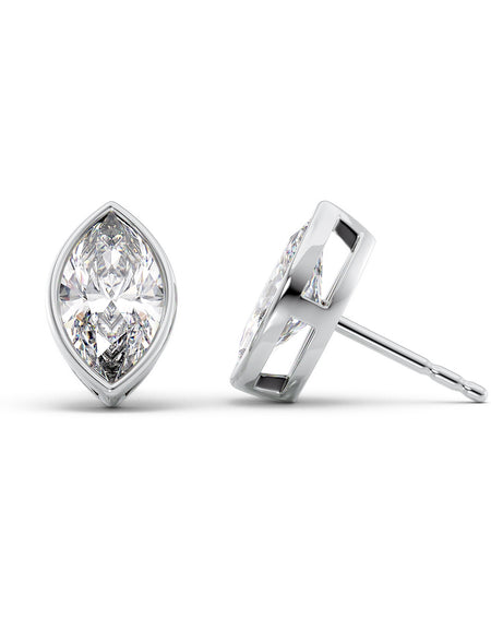 Bezel Stud Earrings 5ct WG MQ