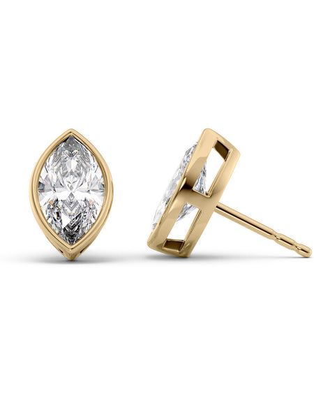 Bezel Stud Earrings 5ct YG MQ