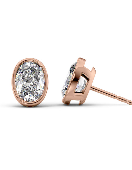 Bezel Stud Earrings 5ct RG OV