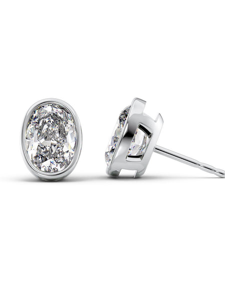 Bezel Stud Earrings 5ct WG OV