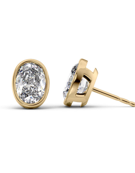 Bezel Stud Earrings 5ct YG OV