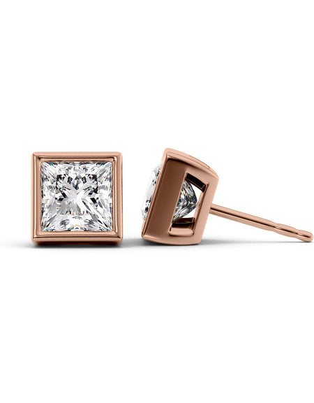 Bezel Stud Earrings 5ct RG PR