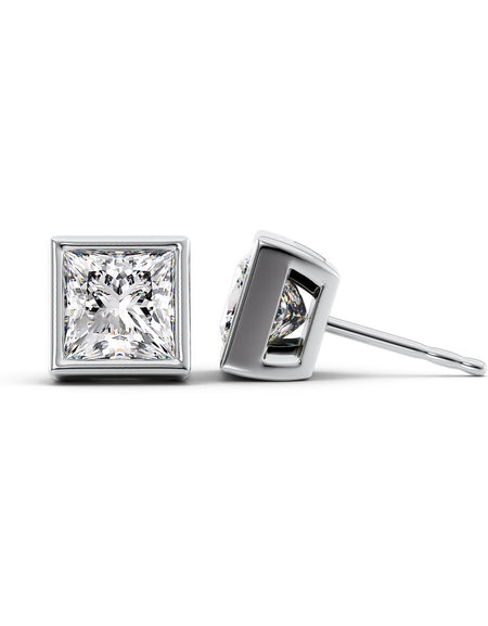 Bezel Stud Earrings 5ct WG PR