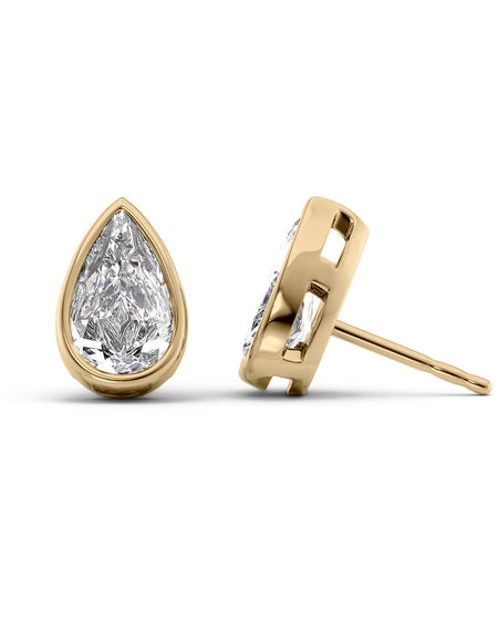 Bezel Stud Earrings 5ct YG PS