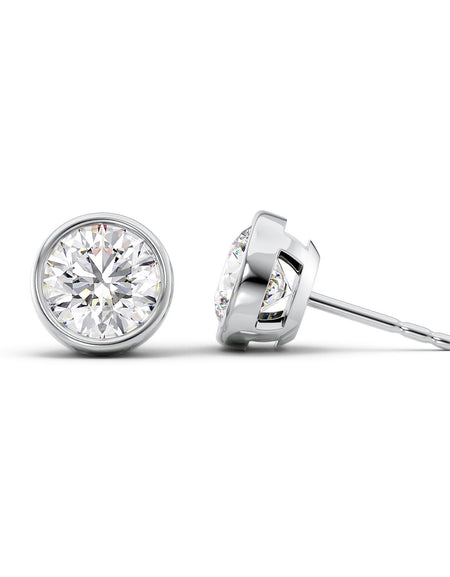 Bezel Stud Earrings 5ct WG R