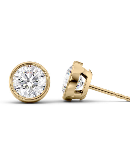 Bezel Stud Earrings 5ct YG R